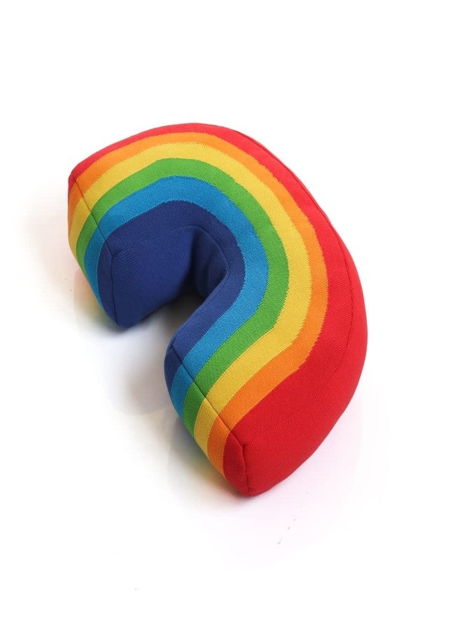 Pluchi Rainbow Cotton Knitted U Shaped Plush Pillow with Polyester Filling (Multi Color) (Luca) - Image 2